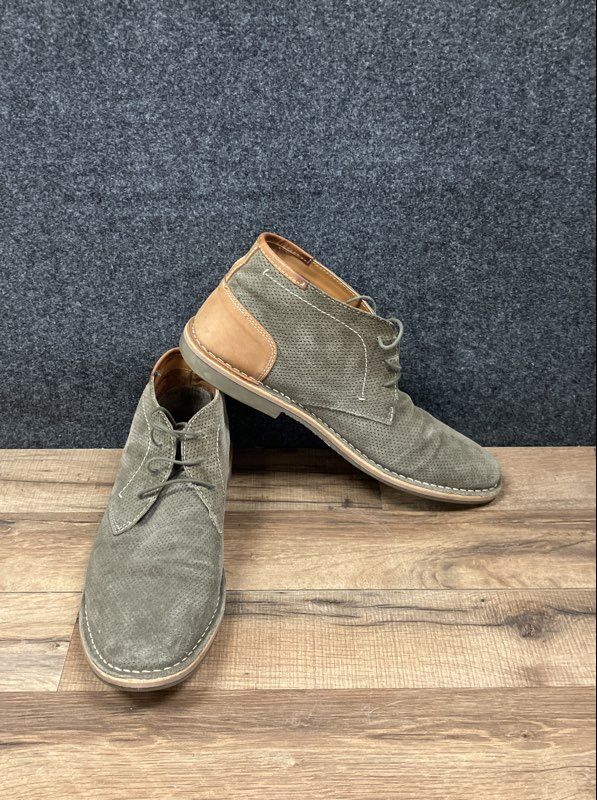 Steven Hanson 375 Olive Suede Perforated Chukka Boots Men's Size 12