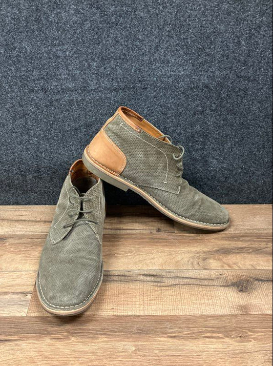 Steven Hanson 375 Olive Suede Perforated Chukka Boots Men's Size 12