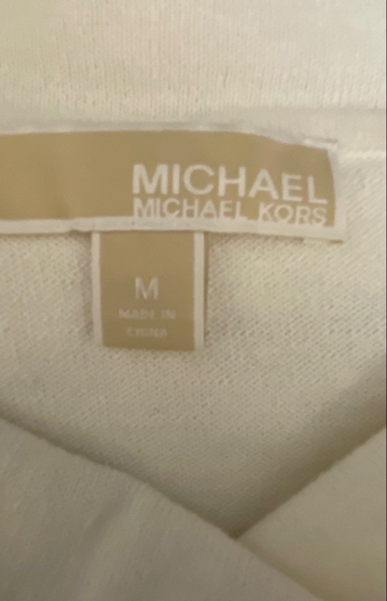 Michael Kors Women's White Fringe Cowl Neck Long Sleeve Sweater Size M