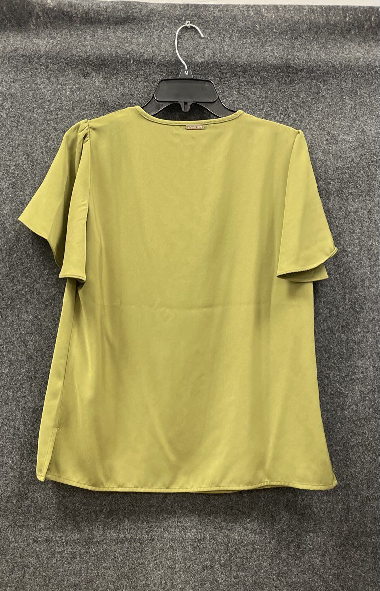 Michael Kors Women's Olive Green Studded V-Neck Flutter Sleeve Blouse Sz M
