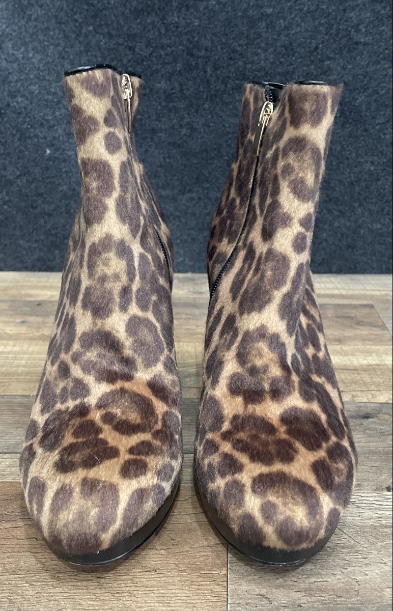 Nine West Leopard Print Calf Hair Ankle Boots Women's Size 8M