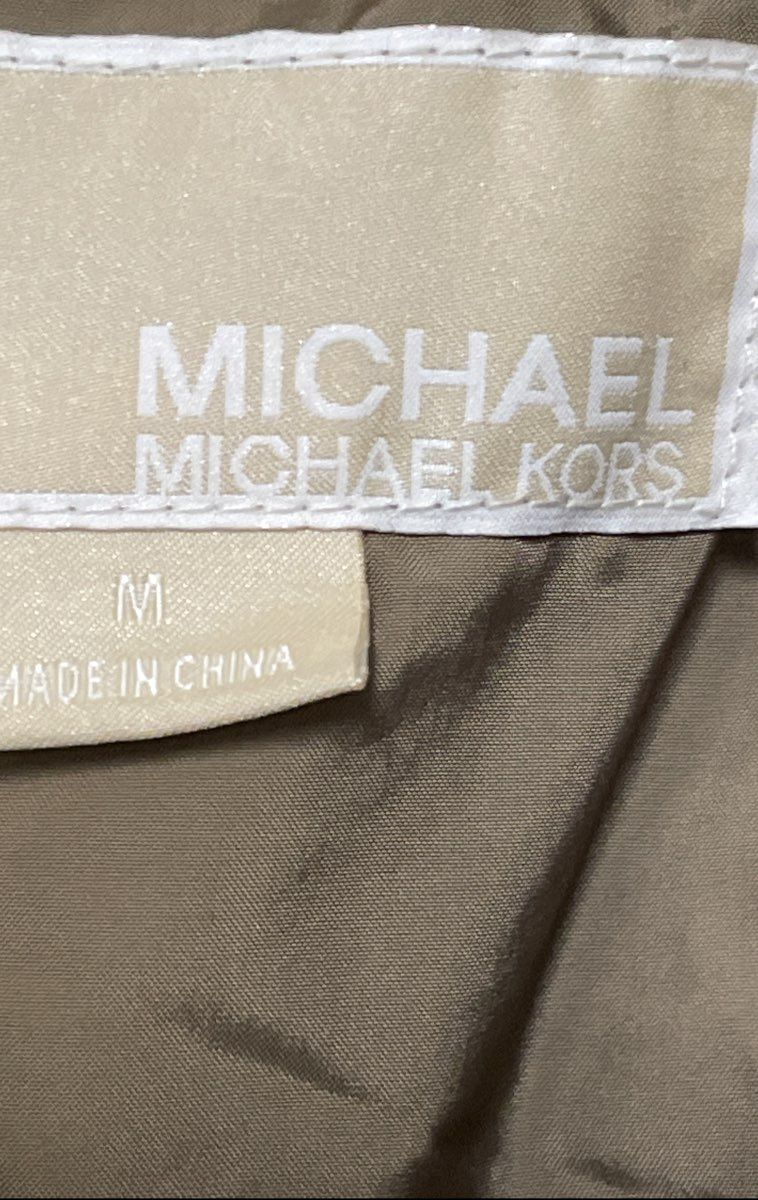 Michael Kors Women's Tan Faux Shearling Trim Quilted Puffer Jacket Sz M