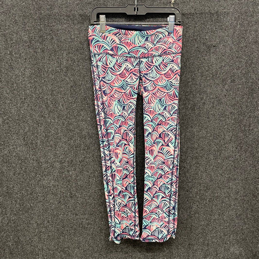 Lilly Pulitzer Women's Luxletic Cropped Leggings Pink Teal Shell Print Sz XXS