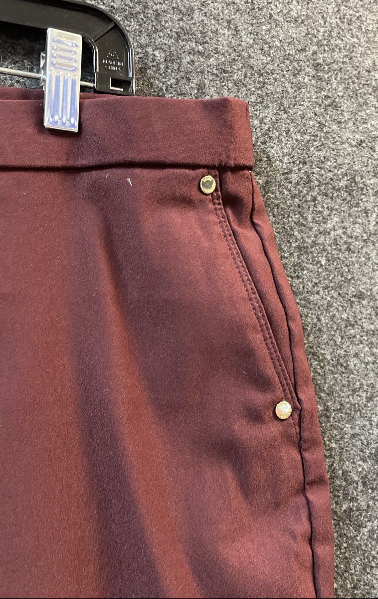 Anne Klein Women's Burgundy Pull On Stretch Straight Leg Cropped Pants Sz XL