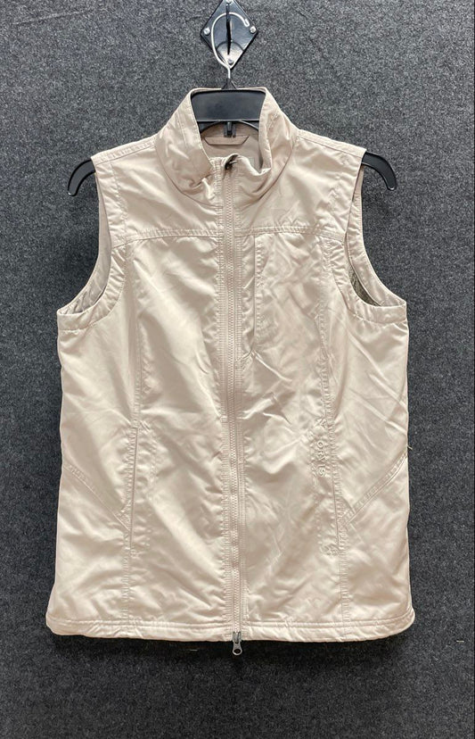 Orvis Women's Beige Full Zip Mock Neck Lightweight Mesh Lined Vest Sz S