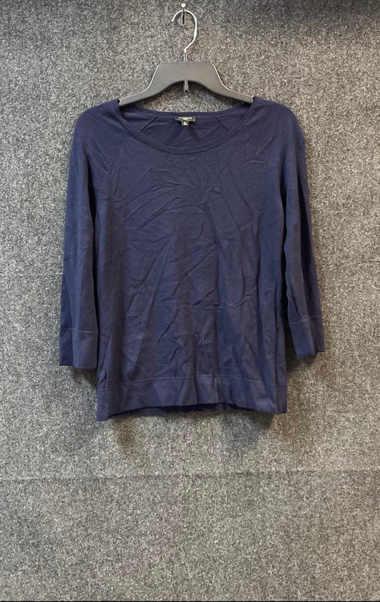 Talbots Women's Navy Blue 3/4 Sleeve Button Cuff Knit Top Sweater Sz MP NWT
