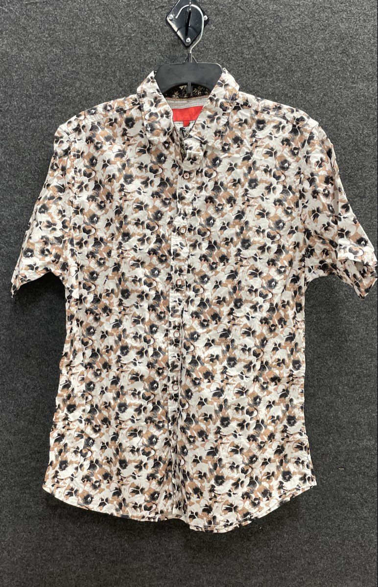 Project Red Men's Short Sleeve Button Down Shirt Floral Print Multicolor Sz M