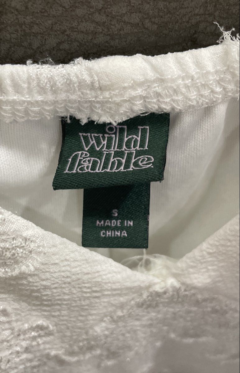 Wild Fable Women's White Textured Floral Ruffle Tiered Babydoll Cami Top Sz S