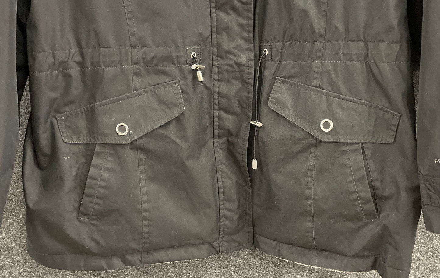 Free Country Women's Black Fleece Lined Hooded Zip Up Jacket Parka Drawstring