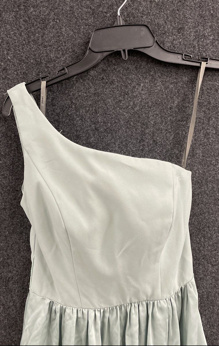 White by Vera Wang Women's Sage Green One Shoulder Bridesmaid Maxi Dress Sz 0