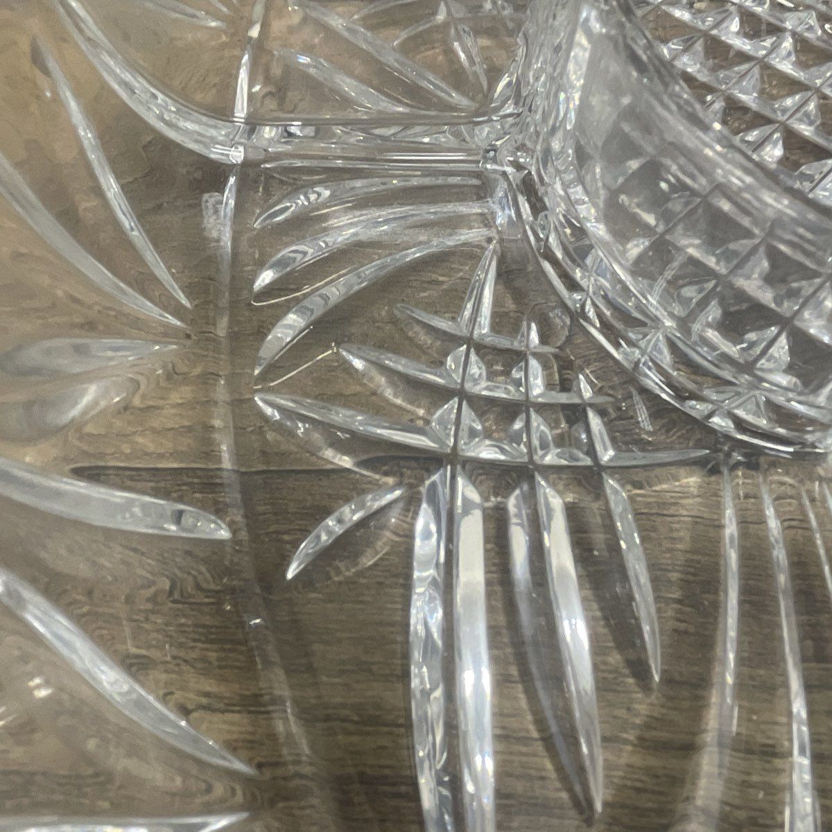 Pressed Glass Divided Relish Dish Starburst & Diamond Pattern Tray 16" Vintage