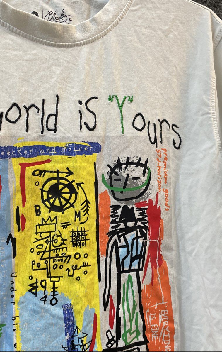 Bleecker & Mercer Men's White The World Is Yours Abstract Graphic Tee Sz Small