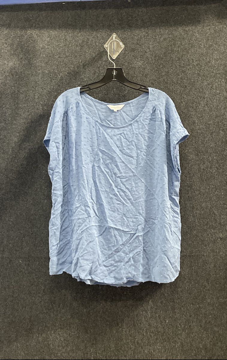 Northern Reflections Women's Blue Rayon Swiss Dot Tiered Hem Blouse Sz XL NWT