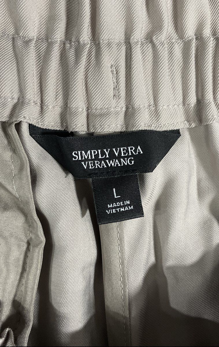 Simply Vera Vera Wang Women's Taupe Black Side Stripe Drawstring Pants Sz L