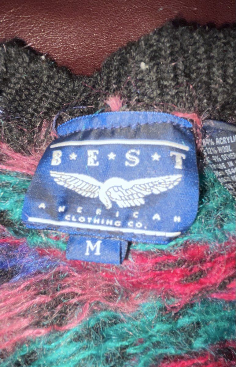 Vintage 80s BEST American Clothing Co Wool Blend Fuzzy V-Neck Cardigan Sz M