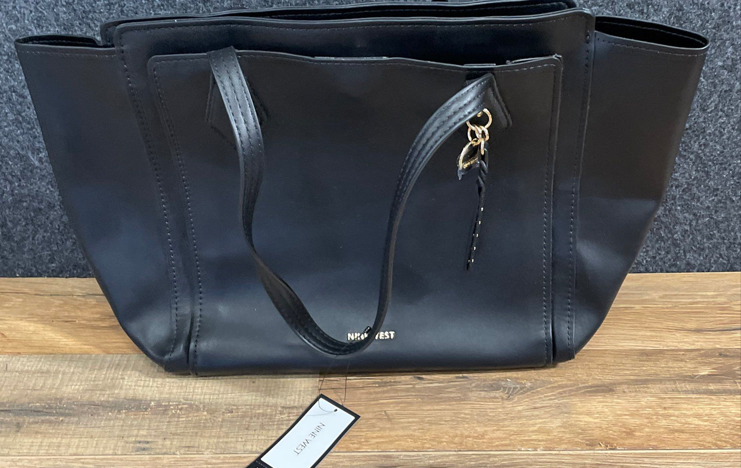Nine West Black Chelsea Tote Bag Faux Leather Handbag NWT