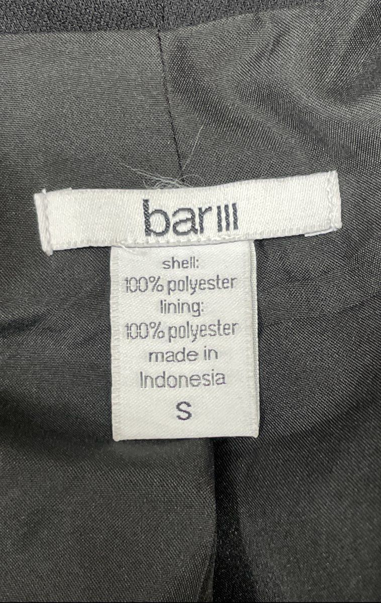 Bar III Women's Black Shawl Collar Open Front Tie Cuff Blazer Coat Sz S NWT