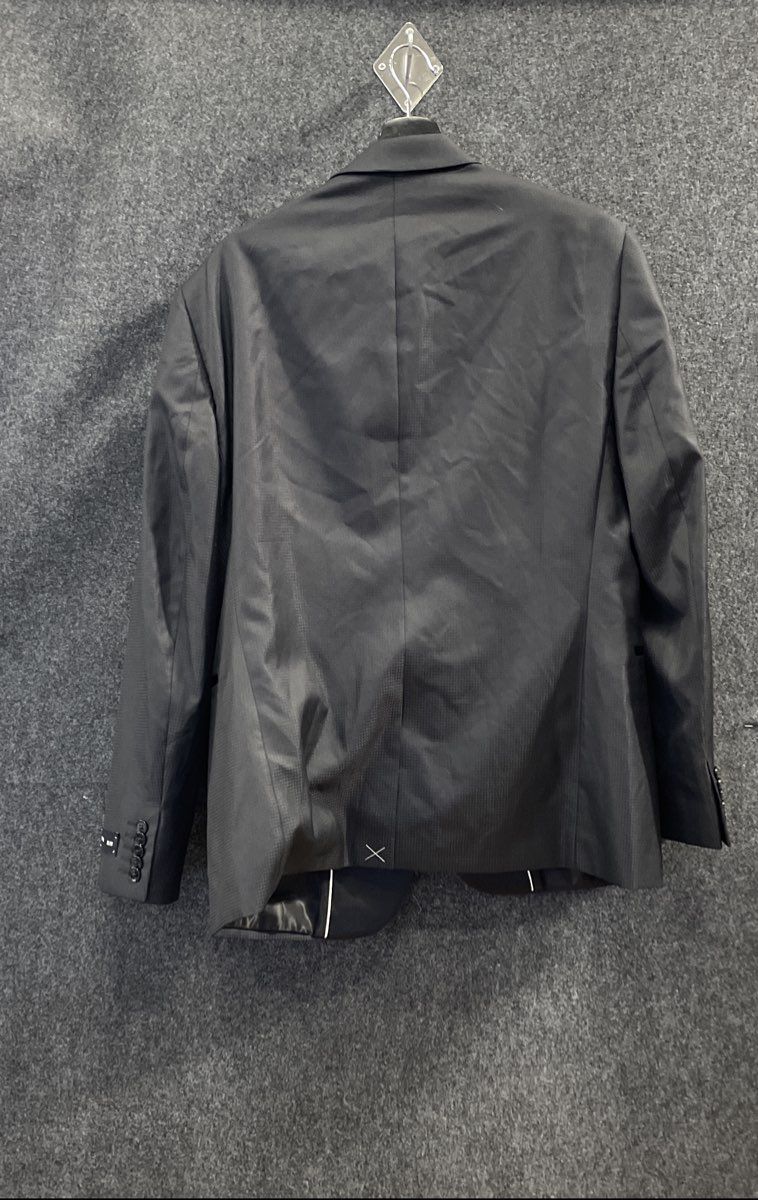 Express Men's Black Slim Suit Jacket Blazer Textured Micro Check Sz 44R NWT