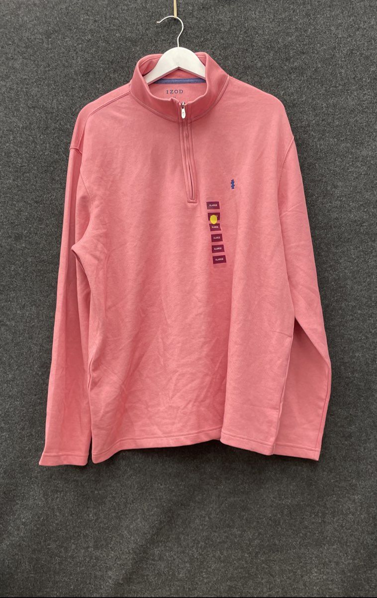 IZOD Men's Performance Comfort Quarter-Zip Rapture Rose Pink Pullover NWT XL