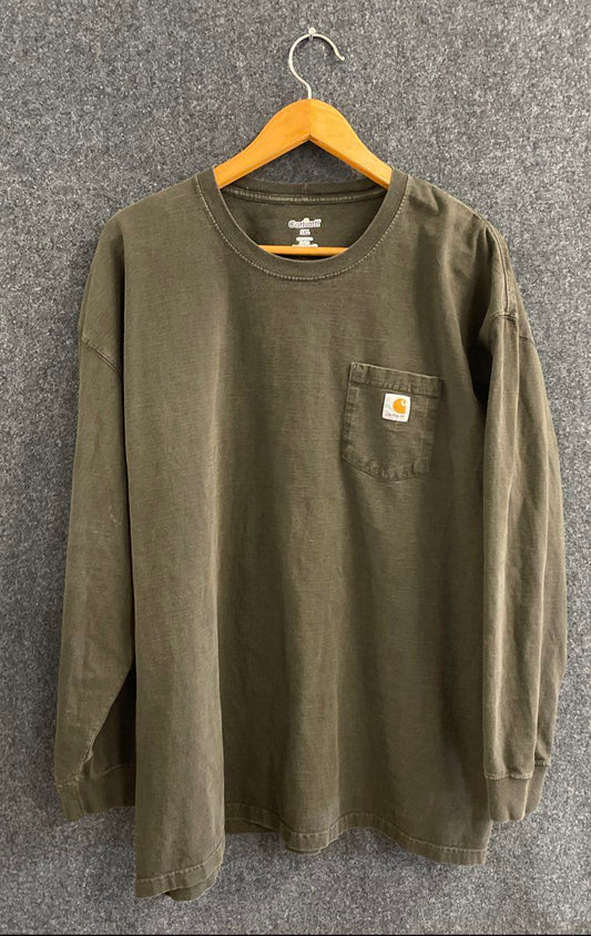 Carhartt Men's Workwear Long Sleeve Pocket T-Shirt Faded Brown K126 Sz 3XL