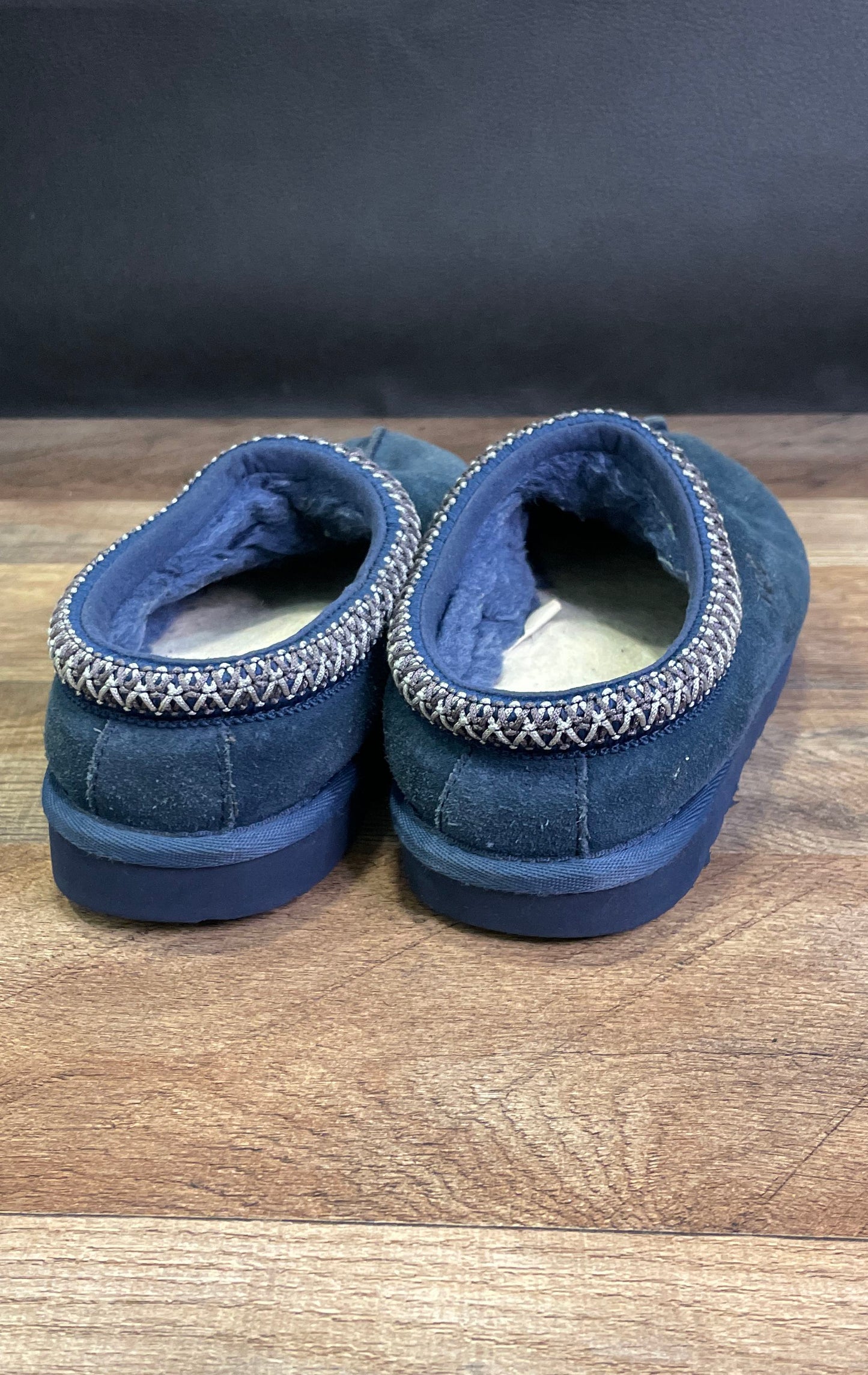 UGG Tasman Navy Blue Suede Sheepskin Lined Slippers Women's Size 5