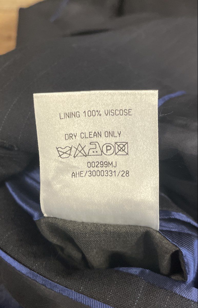 Alexandre Men's Navy Pinstripe 100% Wool Suit Jacket 46R Pleated Pants 40R