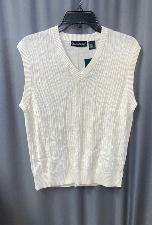 Scottish Winds Men's NWT Cream Hybrid Cable Knit Golf Sweater Vest Size L
