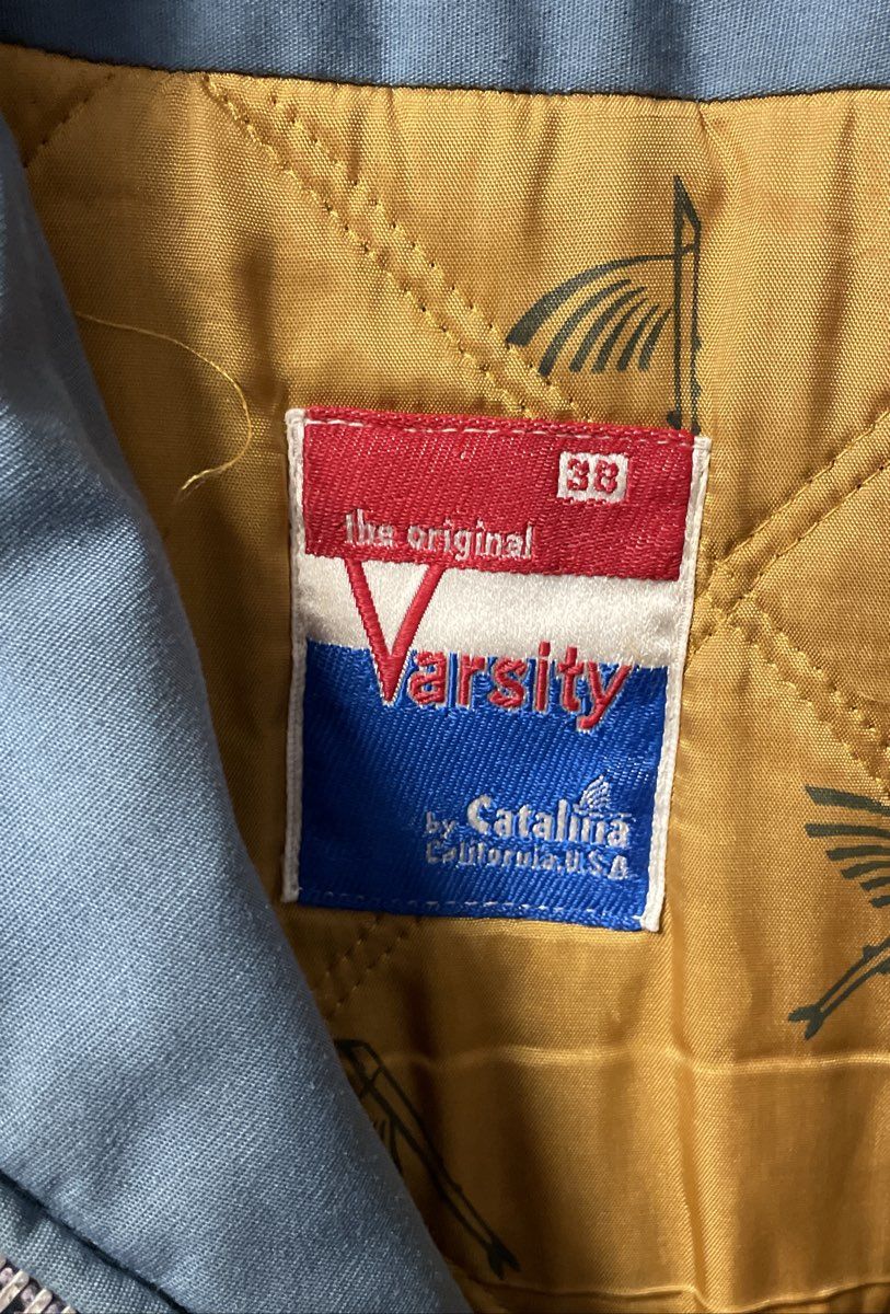Vintage 70s Varsity by Catalina Blue Quilted Lined Derby Jacket Sz 38 USA
