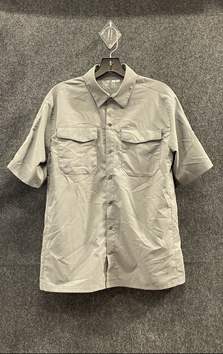 5.11 Tactical Men's Gray Short Sleeve Collared Snap Front Tactical Shirt Sz S