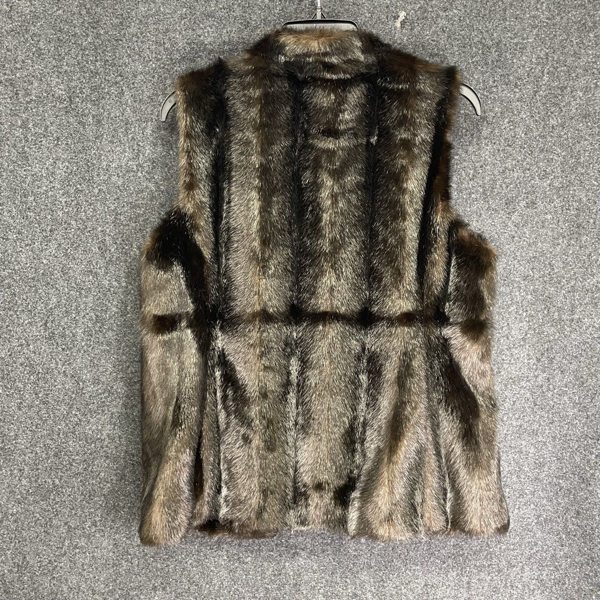 Chico's Women's Brown Multi-tonal Faux Fur Sleeveless Open Front Vest Sz 0 (4/6)