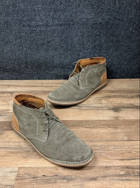 Steven Hanson 375 Olive Suede Perforated Chukka Boots Men's Size 12
