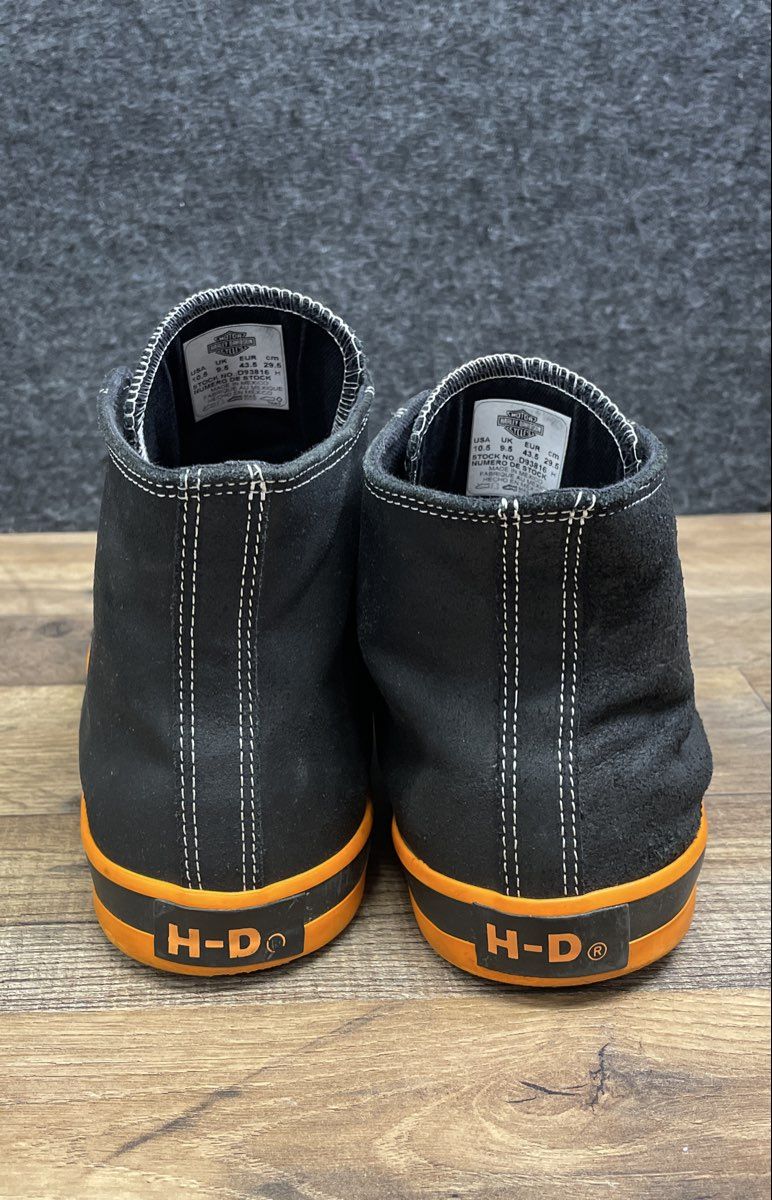 Harley-Davidson D93816 Black Orange Canvas High Top Sneakers Men's Size 10.5