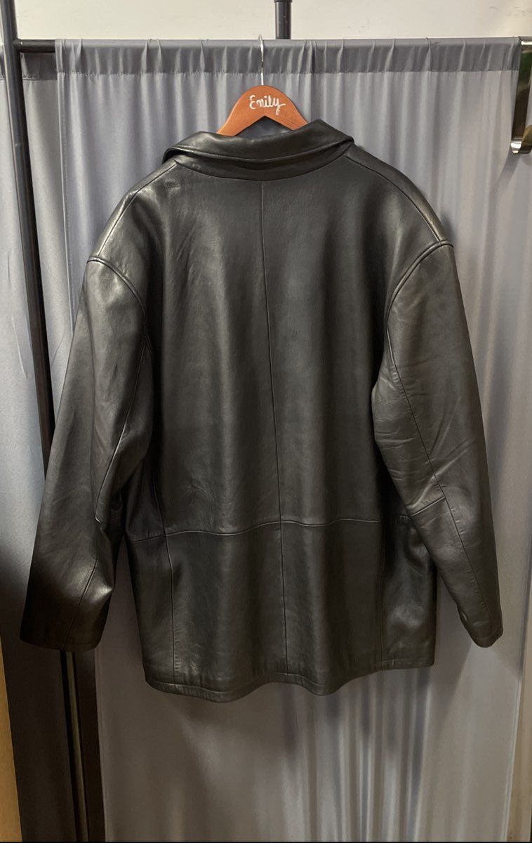 U.S. Polo Assn. Men's Black Genuine Leather Button Front Car Coat Sz XXL