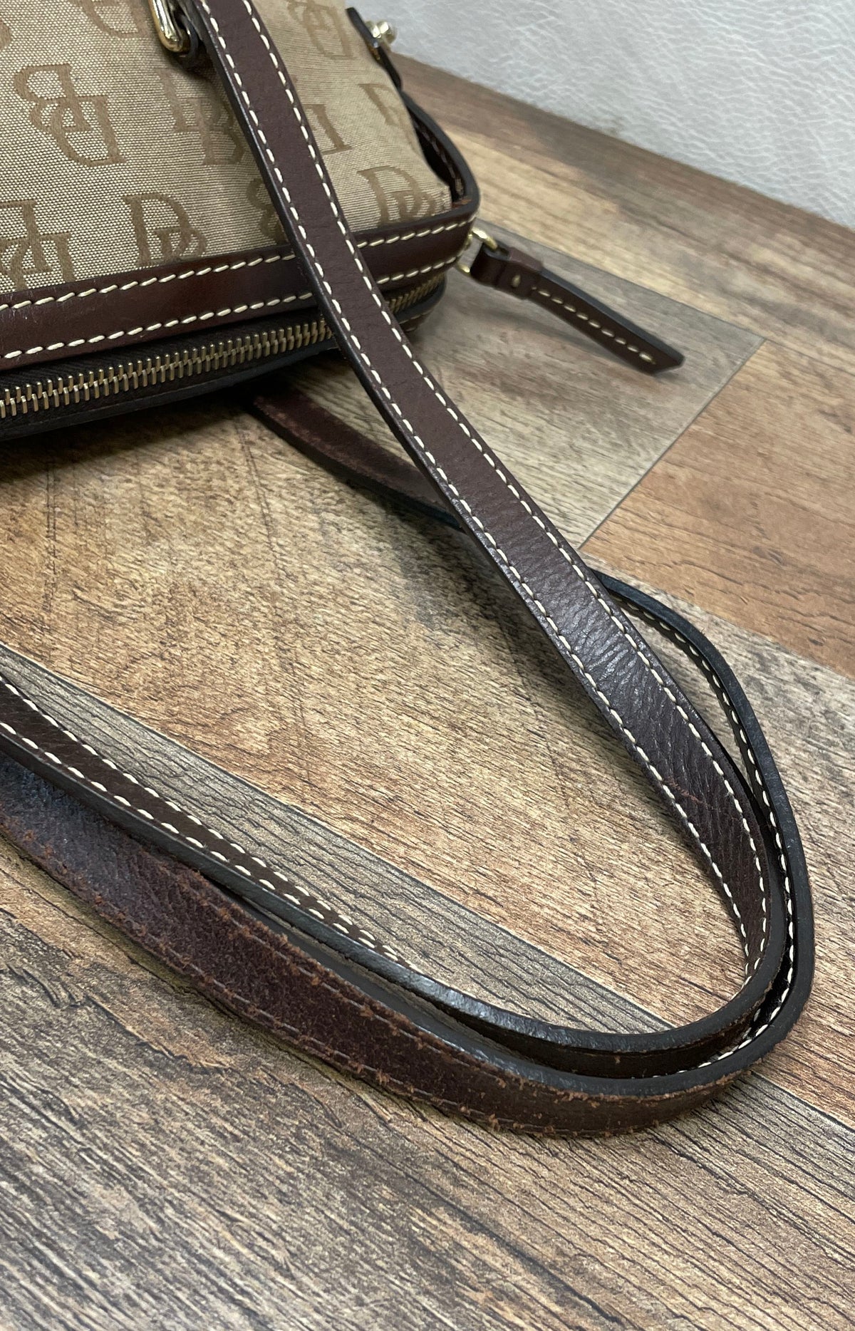 Dooney & Bourke Brown Monogram Canvas Vintage Satchel Shoulder Bag