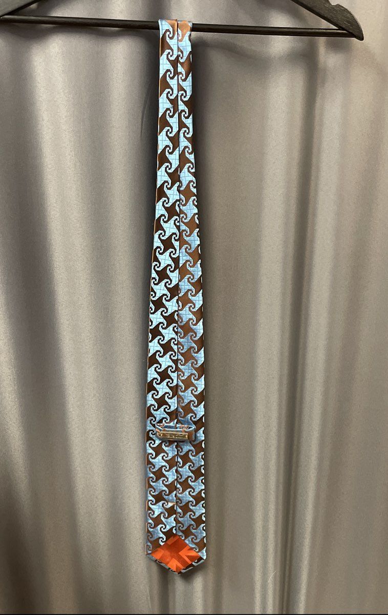 Ben Sherman Men's Blue Brown Geometric Silk Necktie Union Jack NWOT