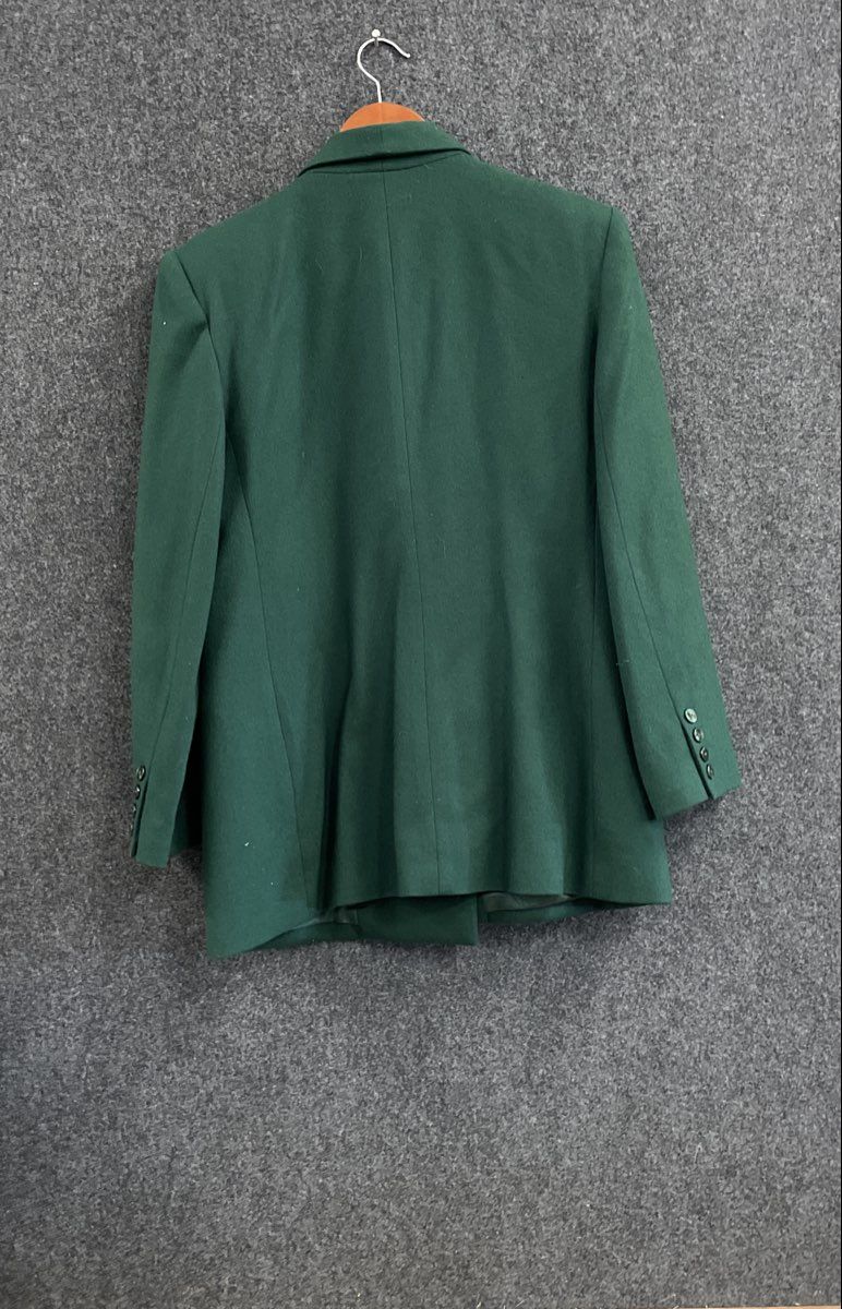 Vintage 90s Oleg Cassini Women's Green Wool Double Breasted Blazer Sz 12