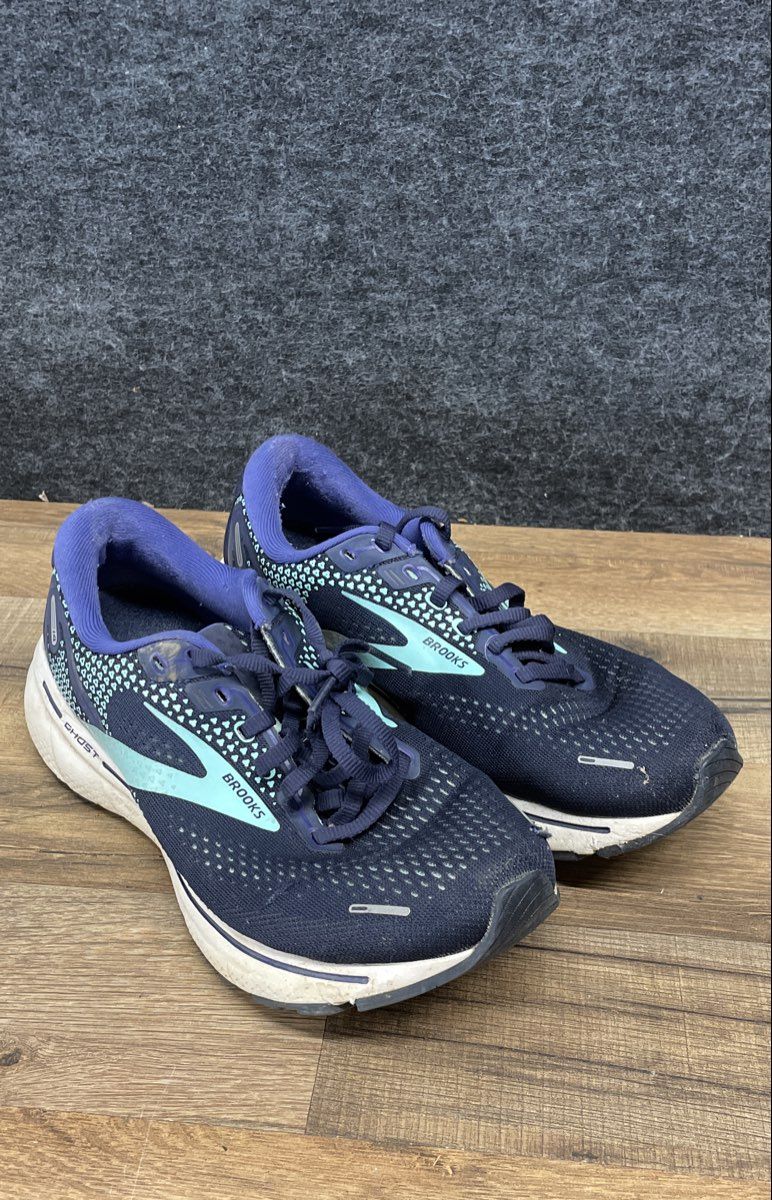 Brooks Ghost 14 Navy Blue Teal Running Shoes Women's Size 8 Wide D