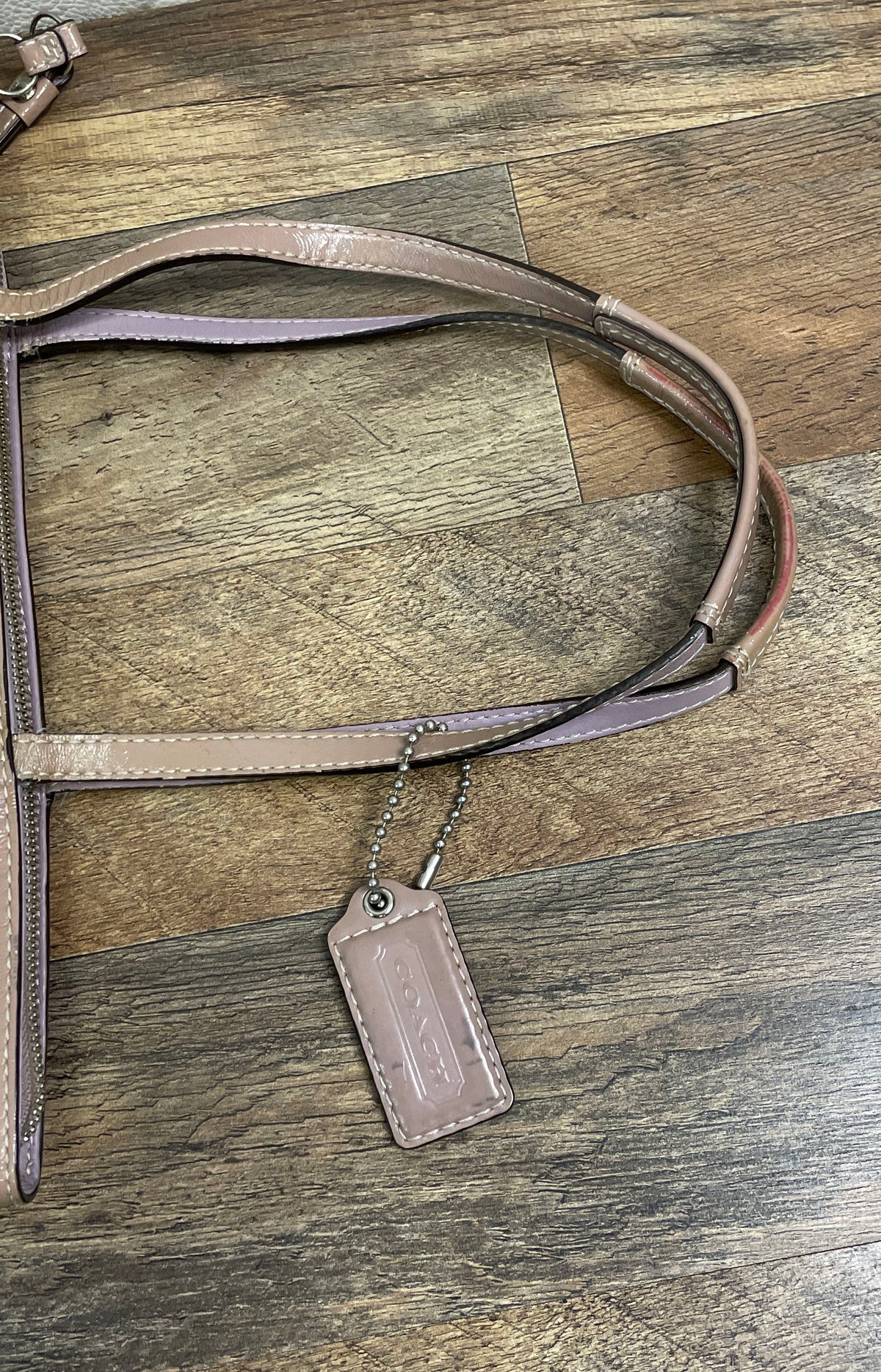 Coach F15142 Metallic Lavender Pink Leather Chelsea Signature Shoulder Bag