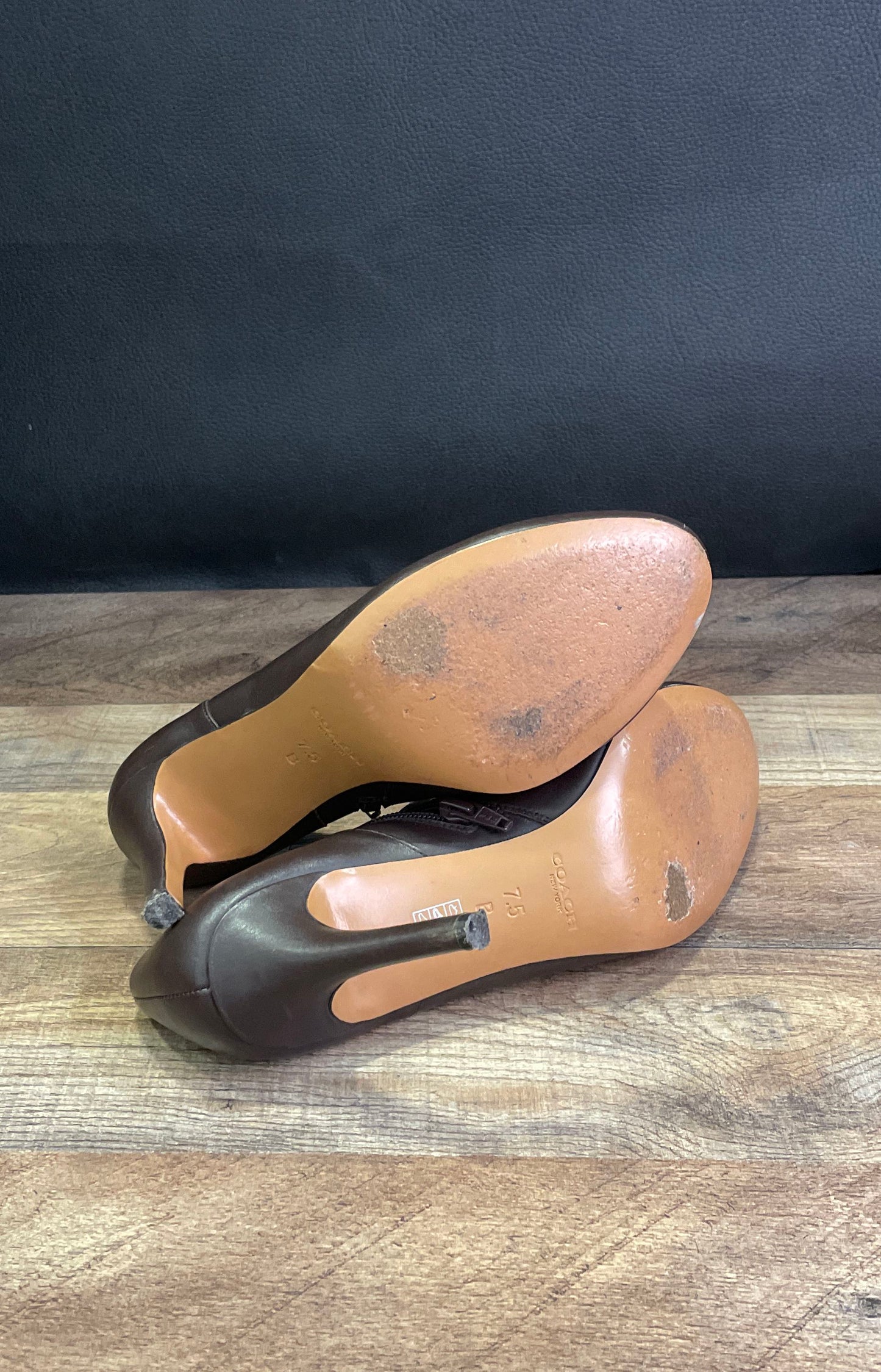 Coach Seneca Chocolate Brown Leather Ankle Booties Women's Size 7.5 B
