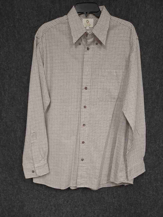 Vintage Viyella 80/20 Cotton Wool Tattersall Plaid Button Down Shirt Sz L