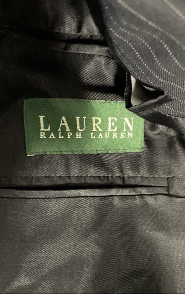 Lauren Ralph Lauren Men's Black Pinstripe 2-Button Suit Jacket Blazer Sz 44R