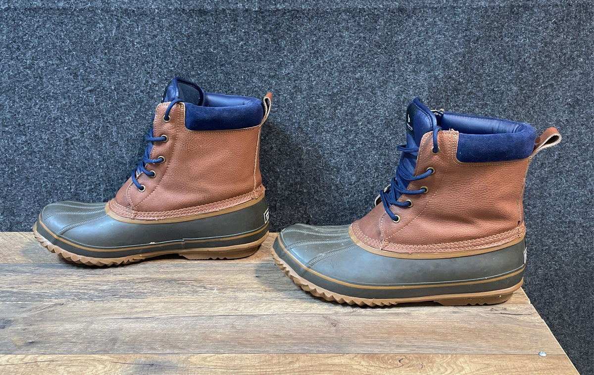 London Fog Ashford 2 Brown Grey Leather Duck Boots 3M Thinsulate Size 12M