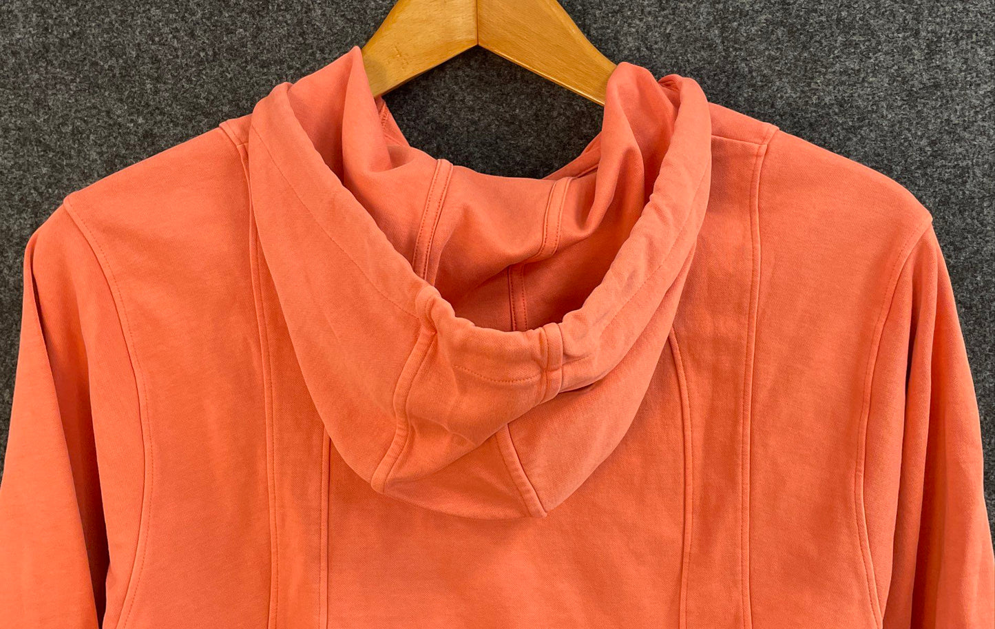 Athleta Orange Sundown Washed Cotton V-Neck Hoodie Women's XS