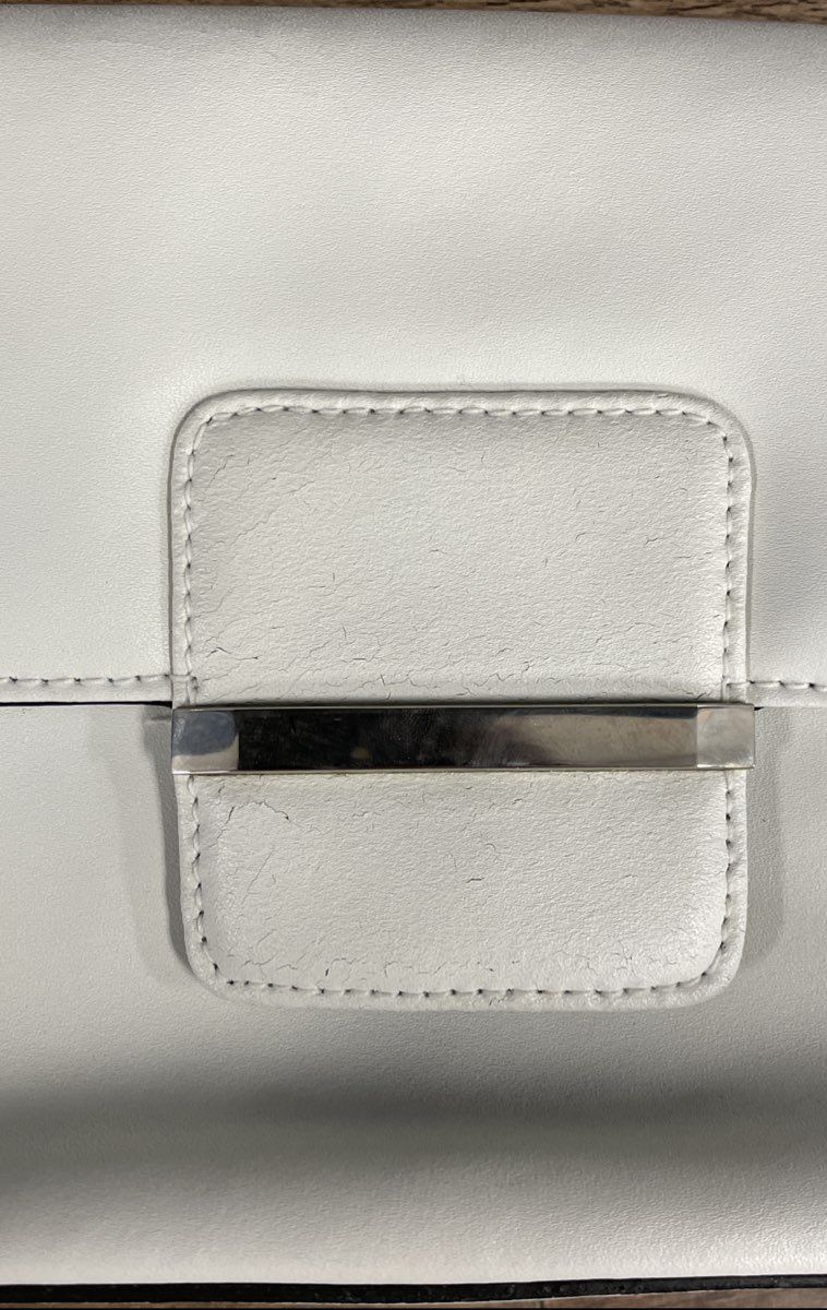 Coletta White Leather Vintage 90s Baguette Shoulder Bag Silver Hardware
