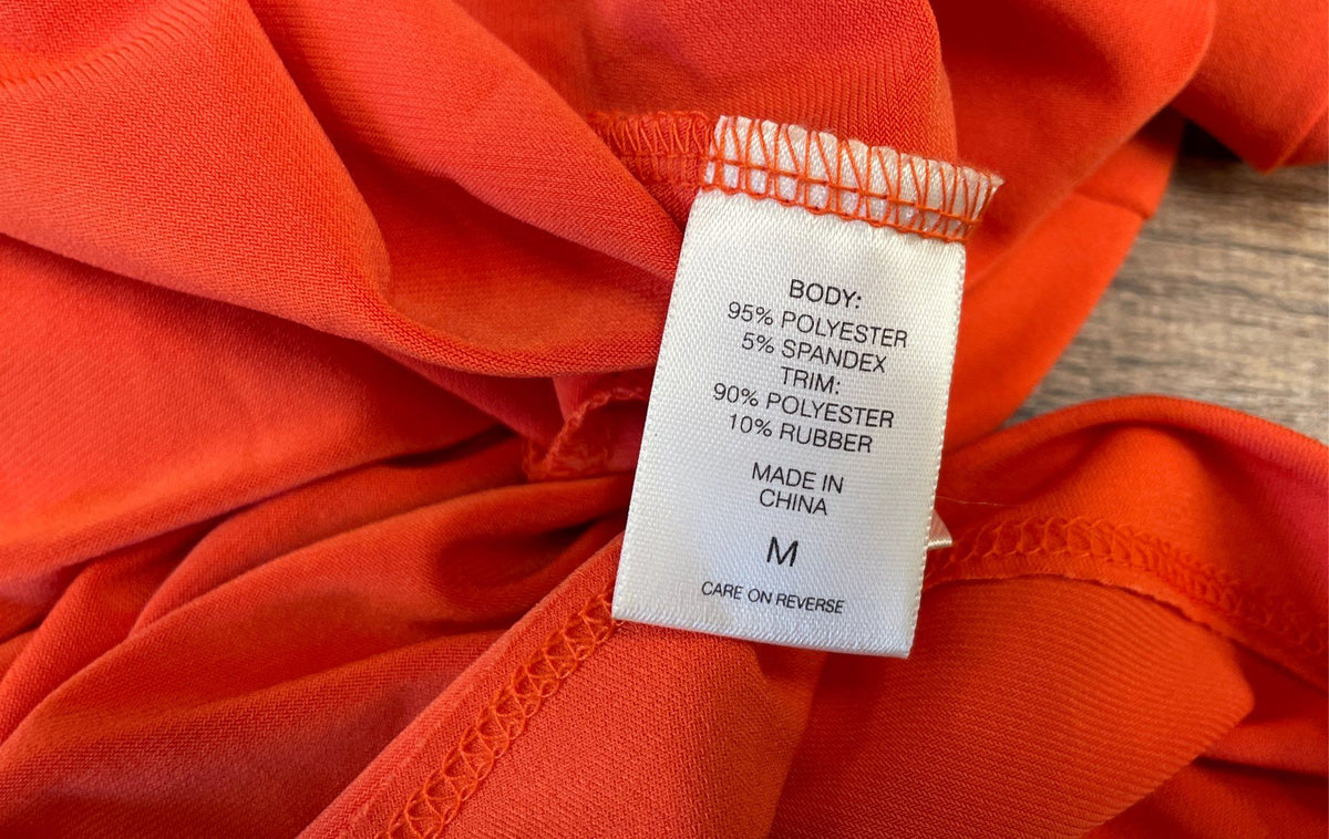 New York & Company Women's Orange Maxi Dress Geometric Patterned Neckline Sz M