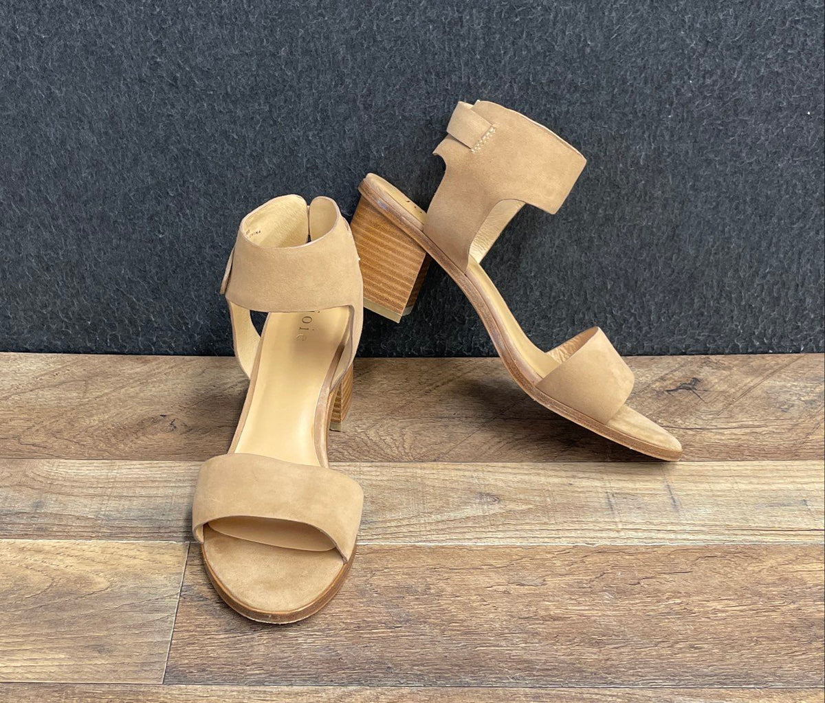 Joie Tan Suede Ankle Strap Block Heel Sandals Women's Size 38.5
