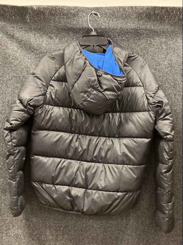 Hawke & Co Sport Boys Puffer Jacket Black Blue Hooded Down Fill Sz 18/20