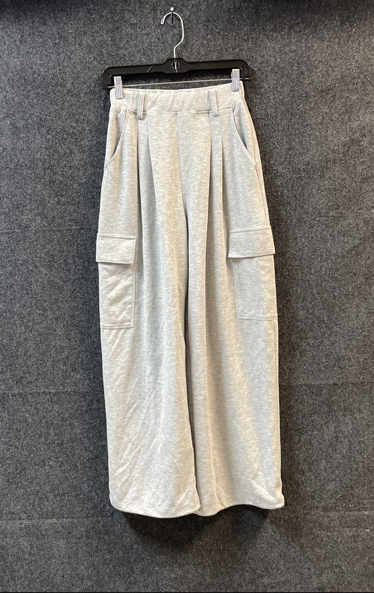 Halara Women's Grey Wide Leg Cargo Pleated Heather Pants Sz S