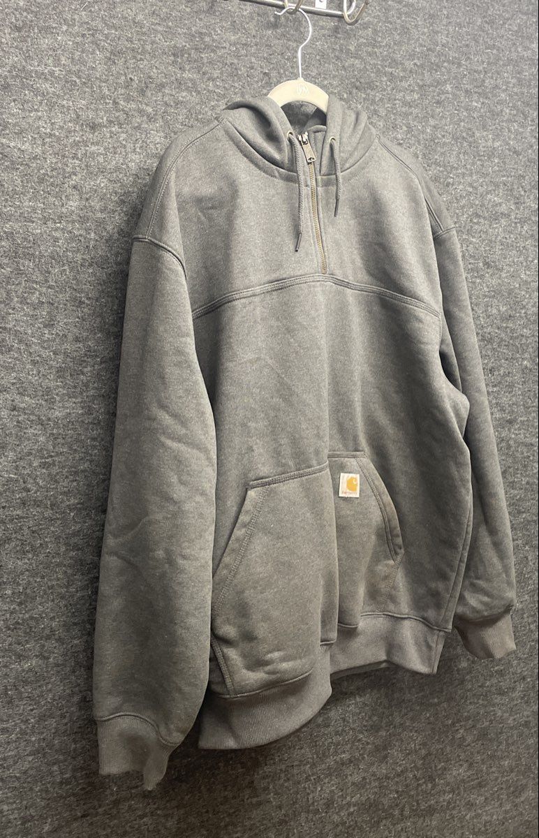 Carhartt Men's Gray Rain Defender Loose Fit Quarter-Zip Hoodie Sweatshirt Sz XL