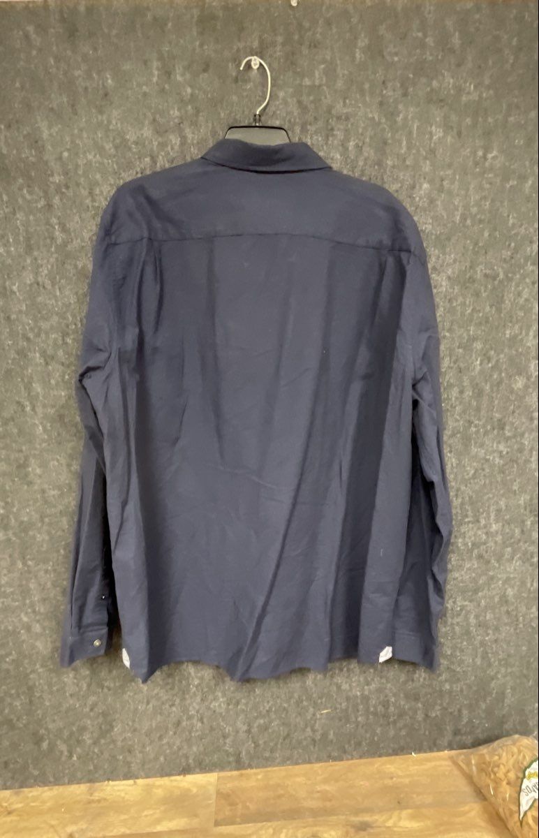 Lacoste Men's Navy Blue Regular Fit Long Sleeve Button Down Shirt Pocket Sz 2XL
